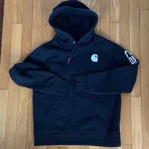Carhartt Relaxed Fit Black Hoodie with White Logo thumbnail 5