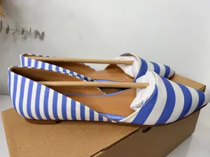 J.Crew Zoe D’Orsay Flats Blue White Stripe Pointed Toe Nautical Preppy Size 6 thumbnail 4