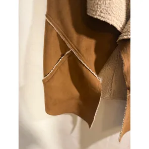 Sanctuary Clothing Faux Suede Shearling Vest Brown Open Front Waterfall Small thumbnail 4