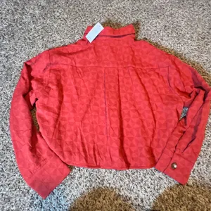 Privy Baked Apple‎ Red Textured Geometric Cropped Button Down Jacket Small NEW thumbnail 7