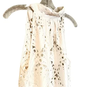 Holly Shae Eyelet‎ Lace Neck Tie Maxi Dress Women's XS/M White Boho Resortwear thumbnail 6
