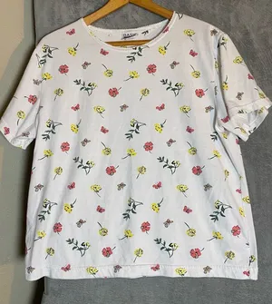 Basic‎ Edition floral whimsical bloom core basic t shirt size Large White thumbnail 1