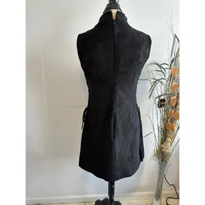 Miss Me Black Laced Up Faux Suede Crew Neck Sleeveless Shift Dress Large Women's thumbnail 2