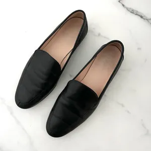 J.Crew Cecile Leather Smoking Slippers Loafers Black 7 Minimalist Classic Flats thumbnail 3