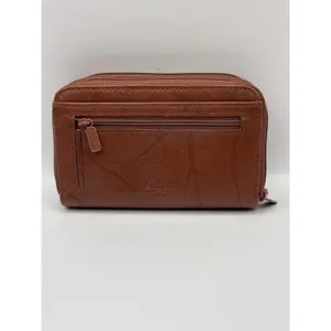 Buxton Brown Genuine Leather Double Zip Around RFID Organizer Wallet‎ Women thumbnail 4
