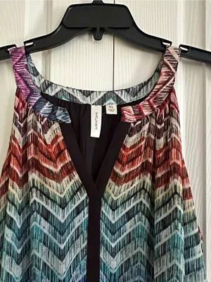 Tacera Multicolor Chevron Sleeveless V-Neck Lined Summer Dress Size XL NEW thumbnail 11