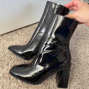 Nasty Gal Going Out Glossy Black Heeled Boots thumbnail 5