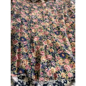 VTG At Last Shirt Top Women M Floral Button Down Long-Sleeve Denim Collar 90's thumbnail 2