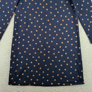 Boden Navy Blue Copper Metallic Polka Dot Cotton Long Sleeve Tunic Dress US 4R thumbnail 8