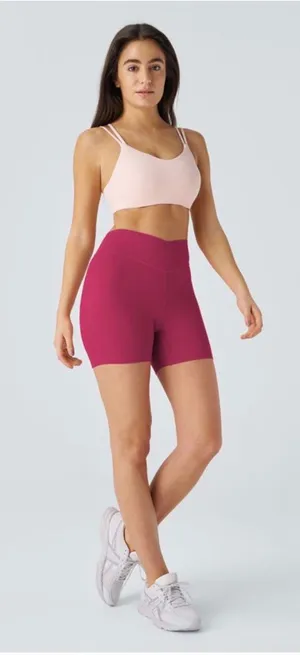 Halara SoftlyZero™ Plush High Waisted Crossover Ruched Yoga Shorts 5'' thumbnail 1