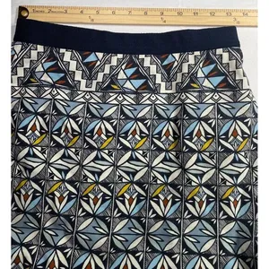 Tory Burch Geometric Print A-Line Skirt with Navy Elastic Waistband‎ size s thumbnail 3