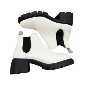 Steve Madden Howler White Lug Sole Chelsea Ankle Boots Size 7.5 thumbnail 3