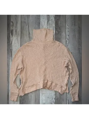 Free People We the Free Tommy Neutral Minimalistic Turtleneck size medium thumbnail 6