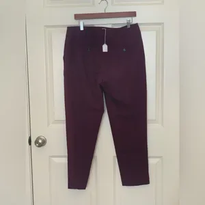 LOFT Deep Burgundy Wool Blend Ankle Pants. Clean Girl. Size-8 thumbnail 4