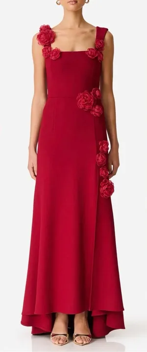 NEW ELLIATT Evanora High-Low 3D floral rosette Gown sz XS thumbnail 1