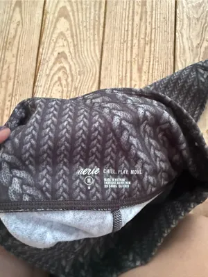 Aerie Chill Play Move Fleece Lined Cable Knit Leggings M thumbnail 3