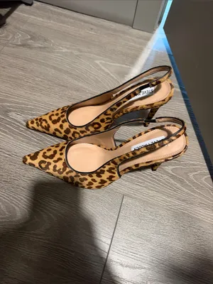 Steve Madden Leopard-Print Pointed Slingback Pumps - Tan/Black thumbnail 5