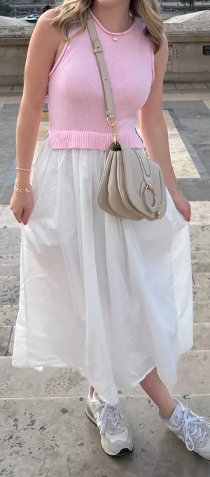 FANCY Pink and white summer midi dress thumbnail 1