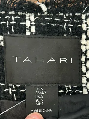 Tahari Black and White Checkered Wool Bleed Tweed Blazer Small New thumbnail 5