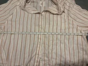 Aerie linen blend coverup shirt - tan and cream thumbnail 5