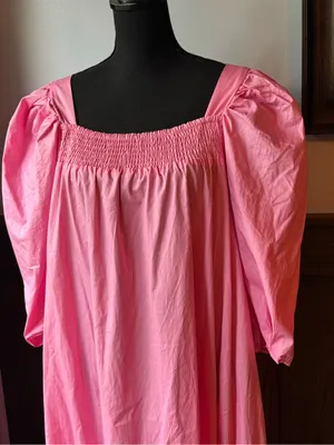 H&M Pink Puff-Sleeve High-Low Maxi Dress large thumbnail 6