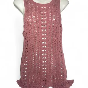 American Eagle Outfitters Coastal Nude Pink Crochet Tank Cover-up Women's Size L thumbnail 6
