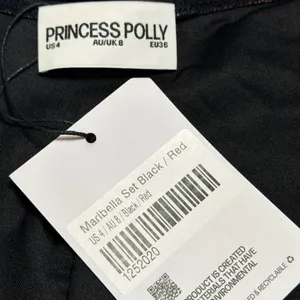 Princess Polly Maribella Set Black Red Abstract Ruched Mini Skirt Two Piece US 4 thumbnail 7