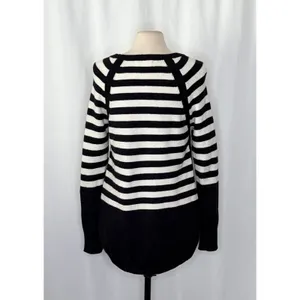 ANTHROPOLOGIE Rebekah Sweater Black White Stripe Tunic Pullover Knitwear Medium thumbnail 9