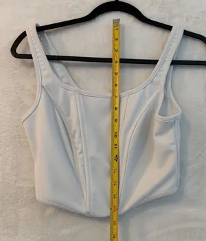 Princess Polly‎ White Corset Crop Top Sleeveless Zipper Back US 2 thumbnail 1