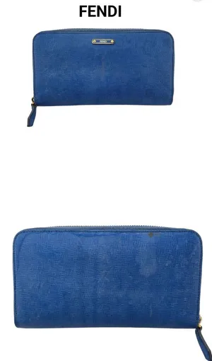 Fendi Royal Blue Zip Around Leather Wallet thumbnail 1