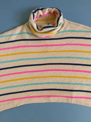NWT THML Juliana‎ Striped Colorful Turtleneck Poncho Wool Blend Sweater thumbnail 5
