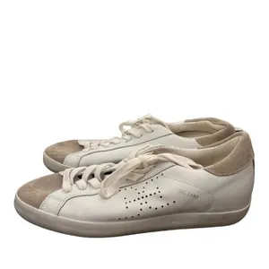 Sam Edelman Aubrie Sneakers Low Top Leather Suede‎ Cap Toe White Tan Size 7 thumbnail 3