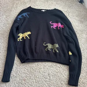 multi colored black cheetah sweater  thumbnail 1