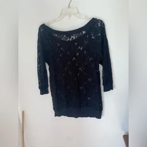 Express Black Lace Long Sleeve Top  Size Small thumbnail 4