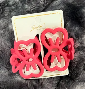 Pink Butterfly HK Hair Claw Clips - Set of 2 thumbnail 1