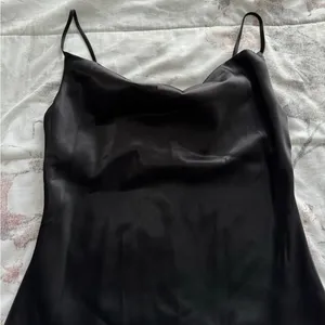Threads & States black satin spaghetti straps cowl neck slip dress, size S party thumbnail 5