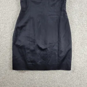 VTG Salvatore Ferragamo Dress 42 Black Linen Sheath Square Neck Straps LBD thumbnail 7
