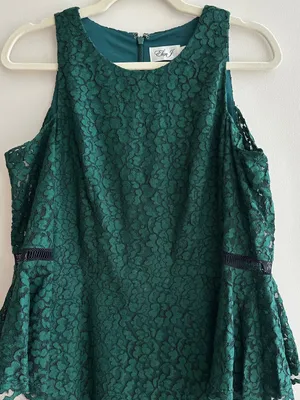 Eliza J Cold Shoulder Bell Sleeve Fit & Flare Lace Dress, Emerald Green, Size thumbnail 7