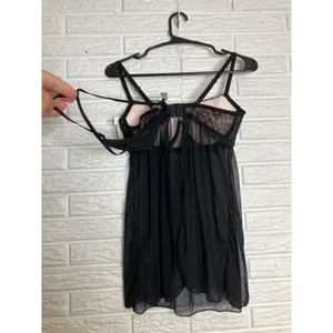 Cassandra Intimates Babydoll Women‎ M Black NWT Lace Mesh Underwire 999562 thumbnail 4