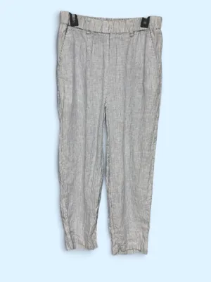 Quince 100% European Linen Blue & White Pinstripe Cropped Pants XS thumbnail 2