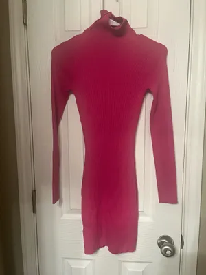 Better Be Pink Bodycon Turtleneck Mini Dress thumbnail 3