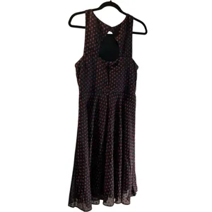 Eva Franco Womens 14‎ Polka Dot Ruffle Fit & Flare Dress Navy Red Keyhole Back thumbnail 8