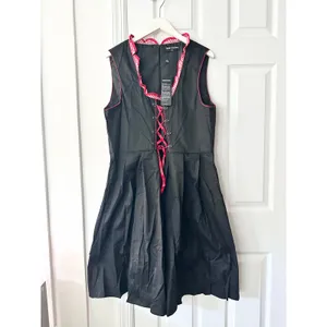 Scarlet Darkness NWT Black Red Cotton Corset Lace Up Gingham Trim Dress 2XL thumbnail 11