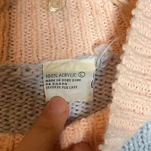 🔆 Vintage patterned colorful acrylic sweater Blue Size L thumbnail 3