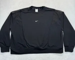 Nike Dri-FIT Sweatshirt Pullover Mesh Trim Center Swoosh Athletic Top Black‎ XXL thumbnail 1