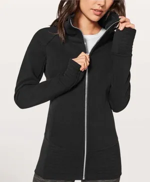 Lululemon Radiant Jacket II Women 6 Blk Good Full Zip Funnel Neck Ribbed‎ Fleece thumbnail 1
