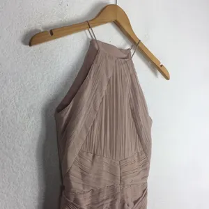 ASOS Design Bridesmaid Pink Blush Pinny Ruched Bodice Chiffon Maxi Dress Size 2 thumbnail 7