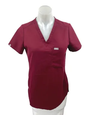Figs Catarina Women's Maroon One-Pocket V-neck Medical Nurse Scrub Top Size XS thumbnail 1