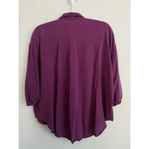 Maeve Anthropologie Silk Blouse Women's Large Magenta Cut Out Long Sleeve Career thumbnail 8