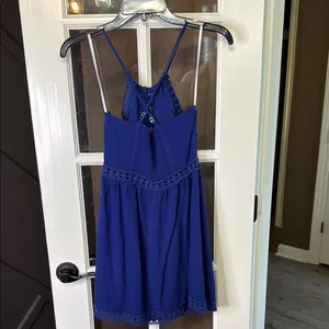LULUS Blue Mini Dress w/ Crochet Trim Size XS thumbnail 10